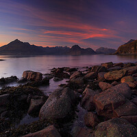 Buy canvas prints of The cuillin ridge at sunset viewed from Elgol by MIKE HUTTON