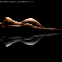 Buy canvas prints of Nude woman sleeping on black by Alessandro Della Torre