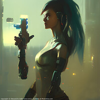 Buy canvas prints of cyberpunk woman android by Alessandro Della Torre