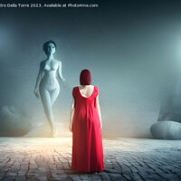 Buy canvas prints of woman in a surreal world, looking at a ghost by Alessandro Della Torre