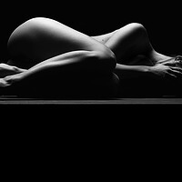 Buy canvas prints of Nude woman fine art naked lying sleeping on black by Alessandro Della Torre