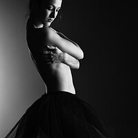 Buy canvas prints of ballerina woman dancer with tutu dress black nude by Alessandro Della Torre