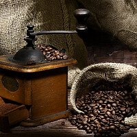 Buy canvas prints of Coffe grinder with beans by Alessandro Della Torre