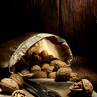 Buy canvas prints of walnuts traditional bag with chopping board by Alessandro Della Torre