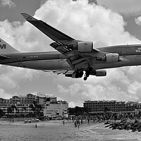 Buy canvas prints of Boeing 747 landing over Maho Beach, St Maarten by Allan Durward Photography