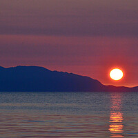 Buy canvas prints of Scottish sunset,  sun setting behind Arran by Allan Durward Photography
