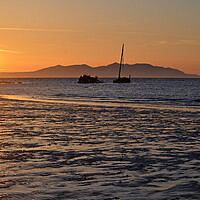 Buy canvas prints of Ayr sunset over Arran and Kaffir ship wreck by Allan Durward Photography
