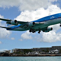 Buy canvas prints of KLM Boeing 747 at Sint Maarten, the Caribbean  by Allan Durward Photography