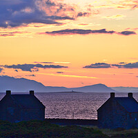 Buy canvas prints of Serene sunset over Prestwick salt pan houses and A by Allan Durward Photography