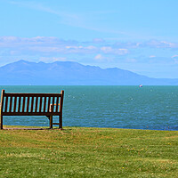 Buy canvas prints of Isle of Arran viewed from a Troon bench by Allan Durward Photography