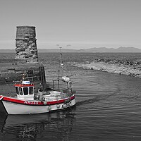 Buy canvas prints of Small fishing boat entering Dunure harbour Ayrshire by Allan Durward Photography