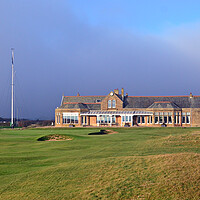 Buy canvas prints of 18th green and clubhouse at Royal Troon by Allan Durward Photography