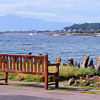 Buy canvas prints of Millport bench, and what a view! by Allan Durward Photography