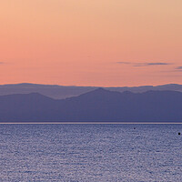 Buy canvas prints of Prestwick view of Arran mountains at dusk by Allan Durward Photography