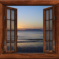 Buy canvas prints of Arran at sunset, a window view by Allan Durward Photography