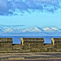 Buy canvas prints of Snow topped Arran mountain view from Ayr by Allan Durward Photography