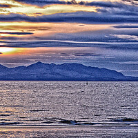Buy canvas prints of Arran sunset, an artistic view from Ayr by Allan Durward Photography