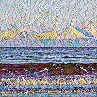 Buy canvas prints of Snow topped Arran mountains (mosaic) by Allan Durward Photography