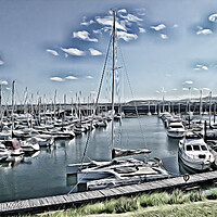 Buy canvas prints of SW Scotland`s Troon marina residents  (painting ef by Allan Durward Photography