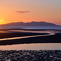 Buy canvas prints of Colourful Ayr beach view of Arran sunset by Allan Durward Photography