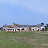 Buy canvas prints of Royal Troon 18th green and clubhouse by Allan Durward Photography