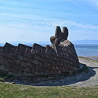 Buy canvas prints of Irvine stone dragon looking out to Arran by Allan Durward Photography
