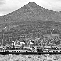 Buy canvas prints of PS Waverley and Goat Fell (black&white) by Allan Durward Photography