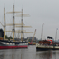 Buy canvas prints of Paddle steamer Waverley and Glenlee tall ship by Allan Durward Photography
