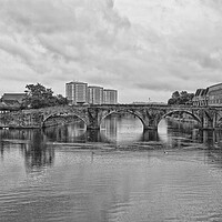 Buy canvas prints of Abstract view of the Auld brig over the River Ayr in Ayr town centre by Allan Durward Photography