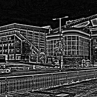 Buy canvas prints of Ibrox stadium pencil drawing abstract by Allan Durward Photography
