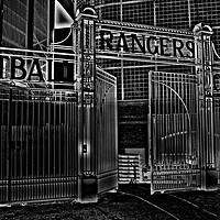 Buy canvas prints of  Rangers Football Club gates (abstract) by Allan Durward Photography