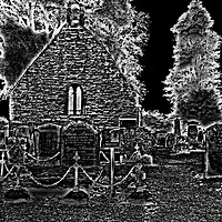 Buy canvas prints of Alloway Auld Kirk,  eerie church graveyard (abstra by Allan Durward Photography