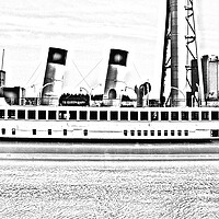 Buy canvas prints of TS Queen Mary berthed at Glasgow (pencil drawing) by Allan Durward Photography