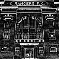Buy canvas prints of Ibrox stadium main entrance (Abstract ) by Allan Durward Photography