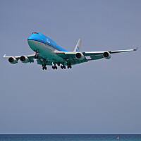 Buy canvas prints of KLM Boeing 747 landing Sint Maarten by Allan Durward Photography