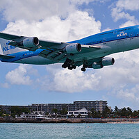 Buy canvas prints of KLM Boeing 747 approching Sint Maarten by Allan Durward Photography