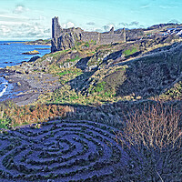 Buy canvas prints of Dunure castle and labyrinth (abstract) by Allan Durward Photography