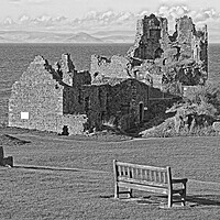 Buy canvas prints of Dunure Castle, Ayrshire, Scotland (black&white abstract) by Allan Durward Photography