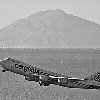 Buy canvas prints of Boeing 747 departing Prestwick passing Ailsa Craig by Allan Durward Photography