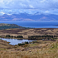 Buy canvas prints of Fairlie moor view of Arran snow capped mountains by Allan Durward Photography