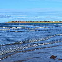 Buy canvas prints of Troon beach and view out to Arran by Allan Durward Photography