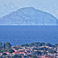 Buy canvas prints of Prestwick church steeple and Ailsa Craig by Allan Durward Photography