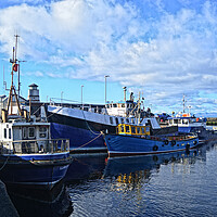 Buy canvas prints of Fishing boats at Girvan harbour by Allan Durward Photography