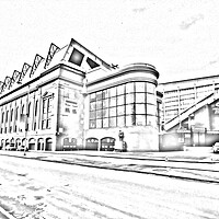 Buy canvas prints of Ibrox stadium, Glasgow,  (pencil sketch abstract)  by Allan Durward Photography