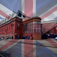 Buy canvas prints of Ibrox stadium, Union Jack  (abstract) by Allan Durward Photography