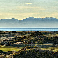 Buy canvas prints of Royal Troon Golf Club and Arran mountains by Allan Durward Photography
