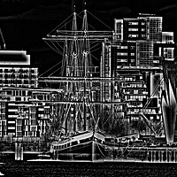 Buy canvas prints of Tall ship Glenlee, Glasgow  (pencil sketch abstrac by Allan Durward Photography