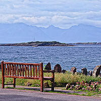 Buy canvas prints of Millport bench and Arran view by Allan Durward Photography