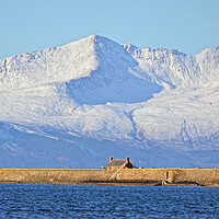 Buy canvas prints of Saltcoats harbour and Snow capped Goat Fell by Allan Durward Photography