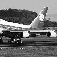 Buy canvas prints of Special Performance Boeing747 (black&white) by Allan Durward Photography
